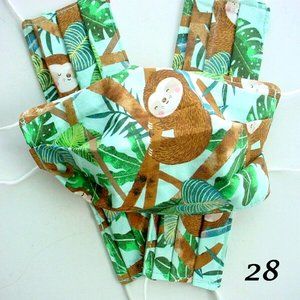 3 BABY SLOTHS UNICORNS MASKS REVERSIBLE HANDMADE 100% COTTON PLEATED w EAR LOOPS